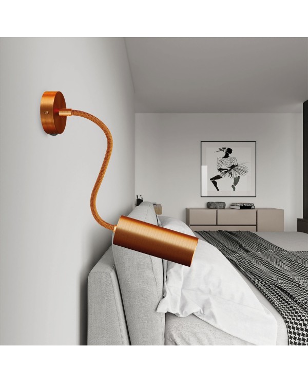 Lampe Fermaluce Flex 30 avec mini rosace avec interrupteur et spot avec abat-jour Tub-E14