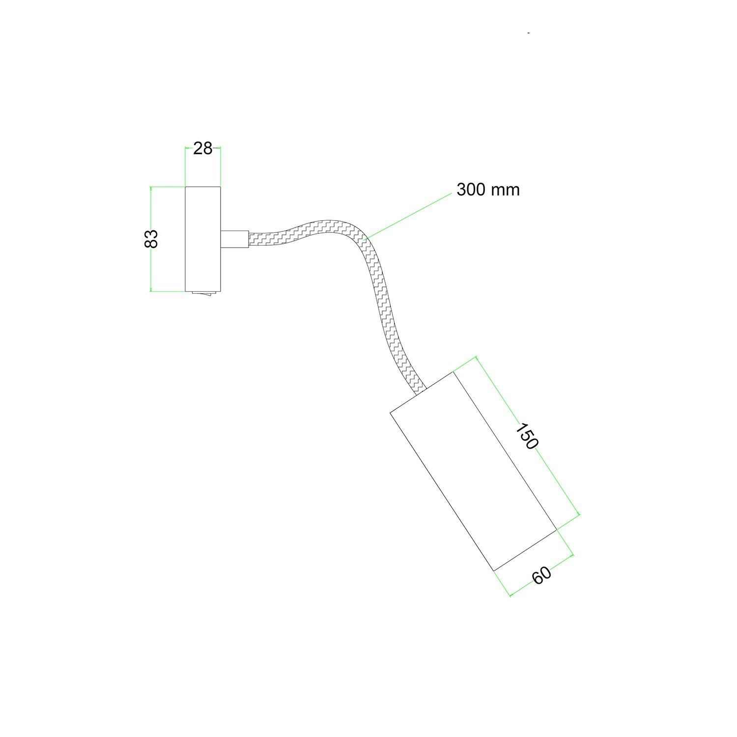 Fermaluce Flex 30 Lamp met mini-plafondkap, schakelaar en spot met Tub-E14 lampenkap