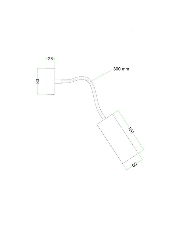 Fermaluce Flex 30 Lamp met mini-plafondkap, schakelaar en spot met Tub-E14 lampenkap