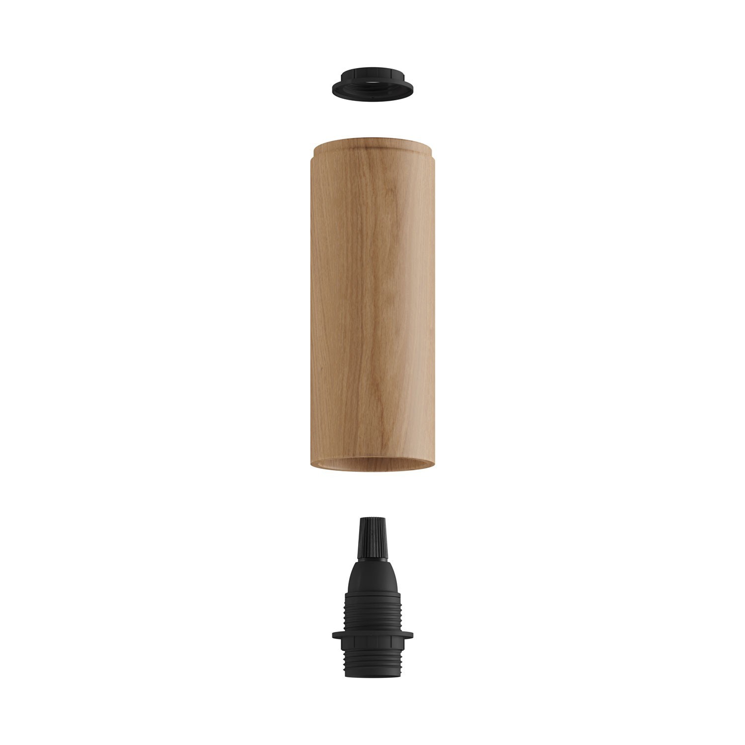 Fermaluce Flex 30 Lamp met mini houten plafondkap en spot met Tub-E14 lampenkap