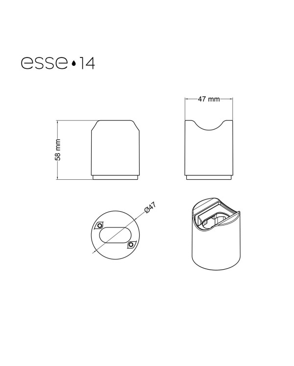 Esse14 wand- of plafondlamp voor LED S14d lamp- Waterdicht IP44