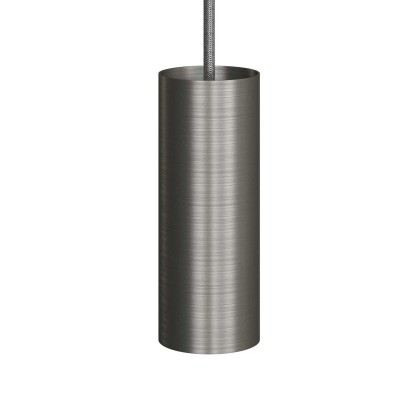 Tub-E14, buis-spot met dubbele ringcontactdoos E14 - geborsteld titanium