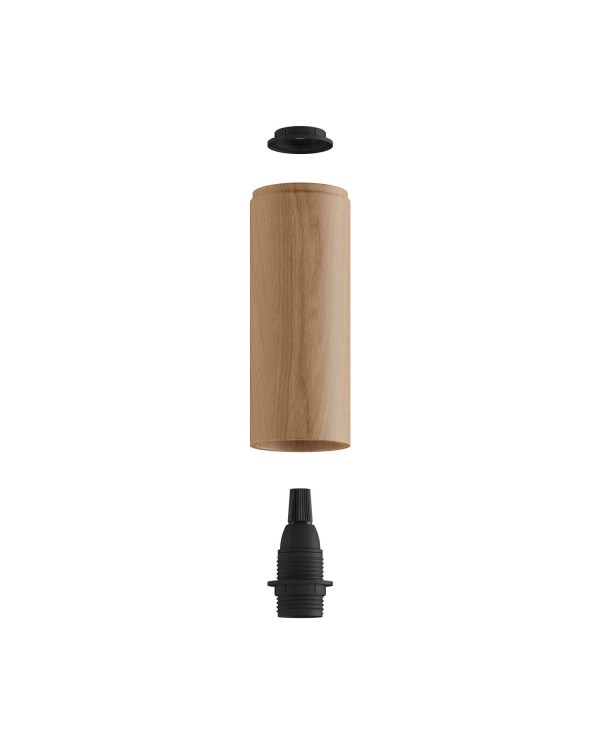 Tub-E14, tube en bois pour spots avec douille double anneau E14