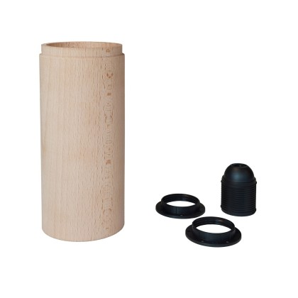 Tub-E27, abat-jour en bois pour lampe spot avec douille à double bague E27