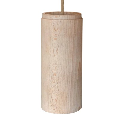 Tub-E27, abat-jour en bois pour lampe spot avec douille à double bague E27 - Neutre