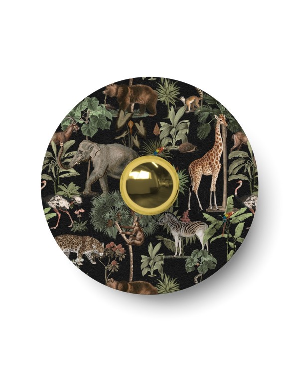 Abat-jour mini plat Ellepì avec animaux de la jungle 'Wildlife Whispers', diamètre de 24 cm - Fabriqué en Italie