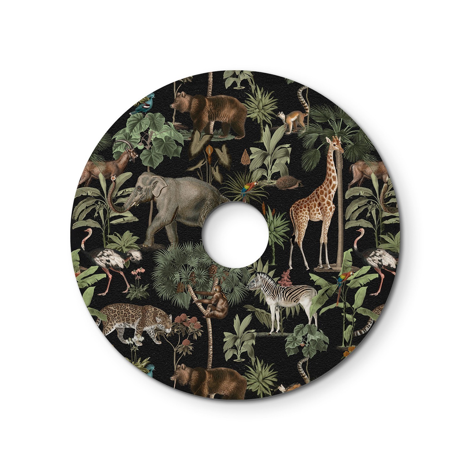 Abat-jour mini plat Ellepì avec animaux de la jungle 'Wildlife Whispers', diamètre de 24 cm - Fabriqué en Italie