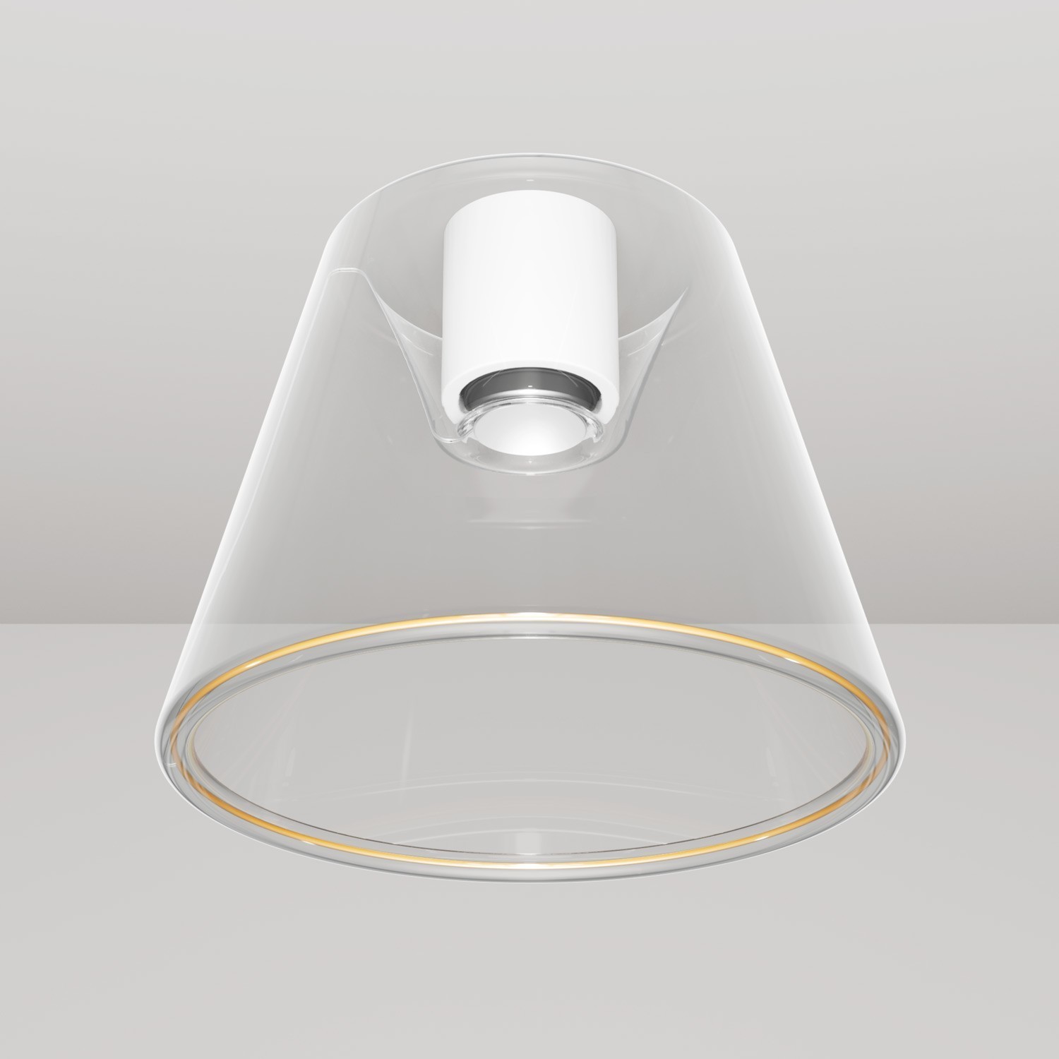 Design plafondlamp met transparante kegelvormige Ghost bol