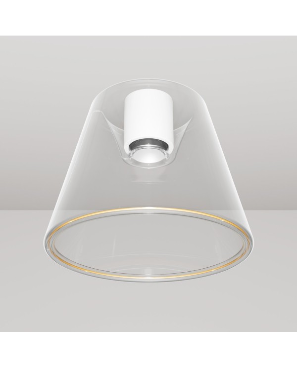 Design plafondlamp met transparante kegelvormige Ghost bol