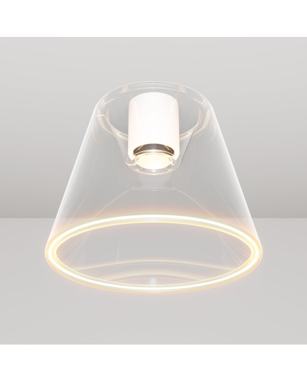 Design plafondlamp met transparante kegelvormige Ghost bol