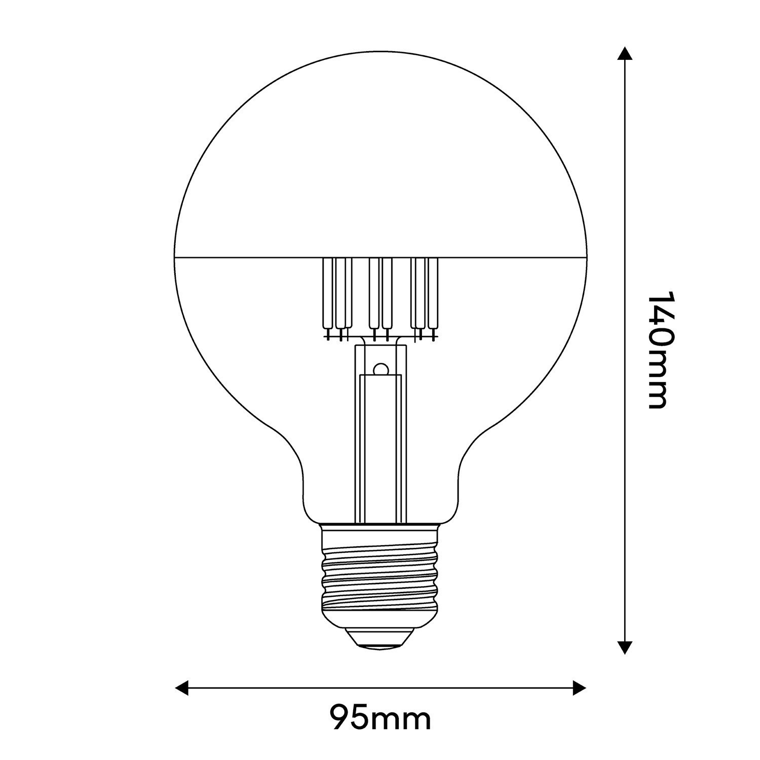 Ampoule LED Demi Sphère Argent Globe G95 7W 650Lm E27 2700K Dimmable - A04