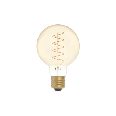 LED Gouden LED Carbon Filament lamp C05 Gebogen Spiraal Globe G80 4W E27 Dimbaar 1800K