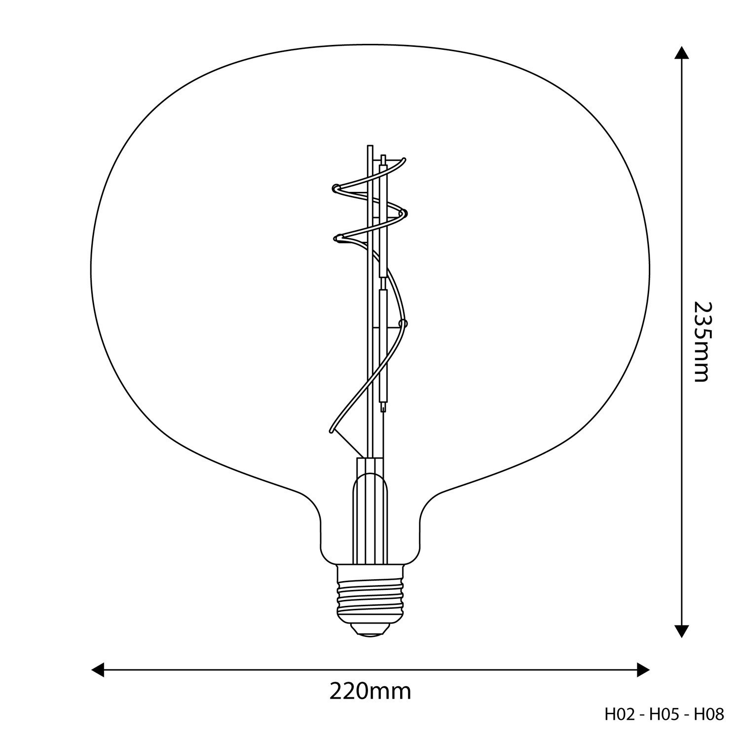 Ampoule Smoky LED Ellipse 220 10W 470Lm E27 1800K Dimmable - H08