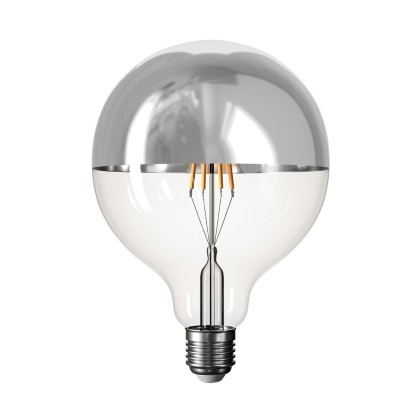 LED Globe Lamp Halve bol zilver B05 5V Collectie Kort filament G125 1,3W E27 Dimbaar 2500K