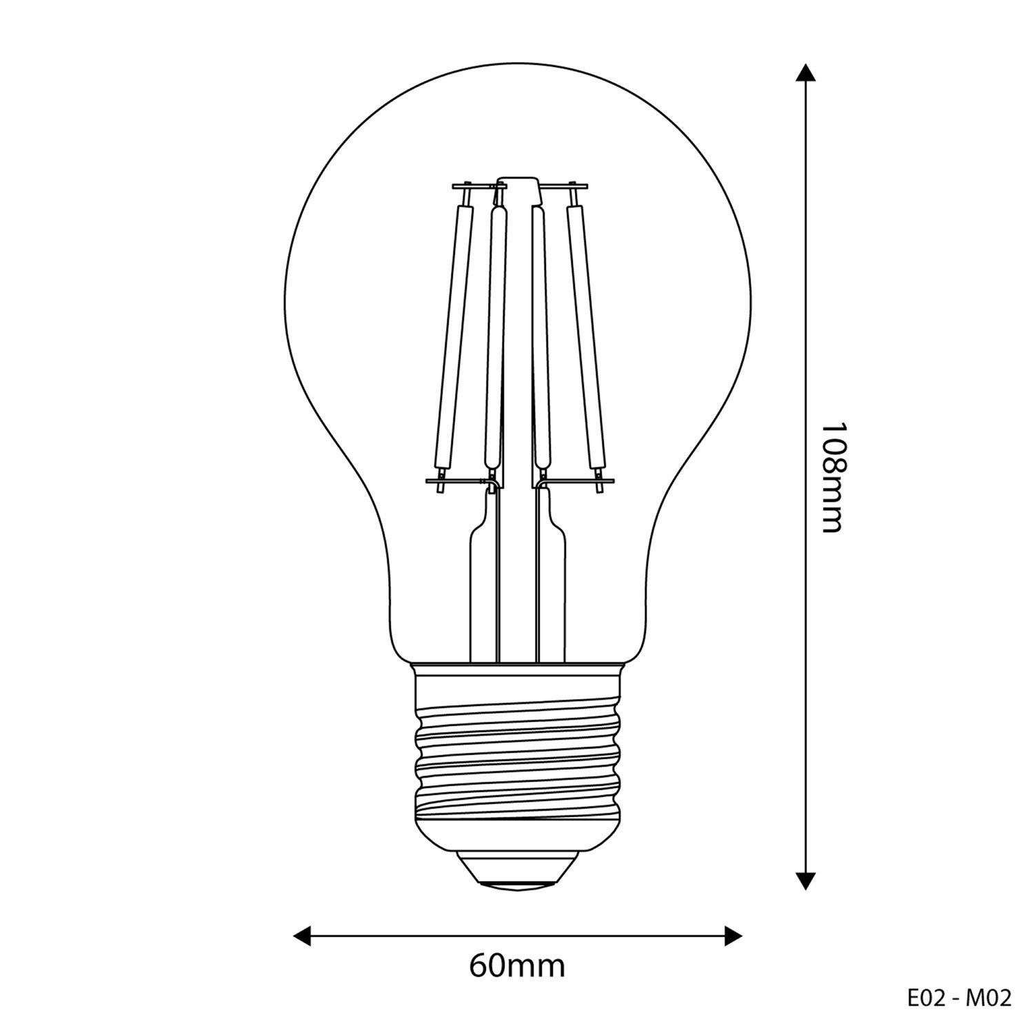 LED heldere druppel gloeilamp A60 4W 470Lm E27 2700K - E02