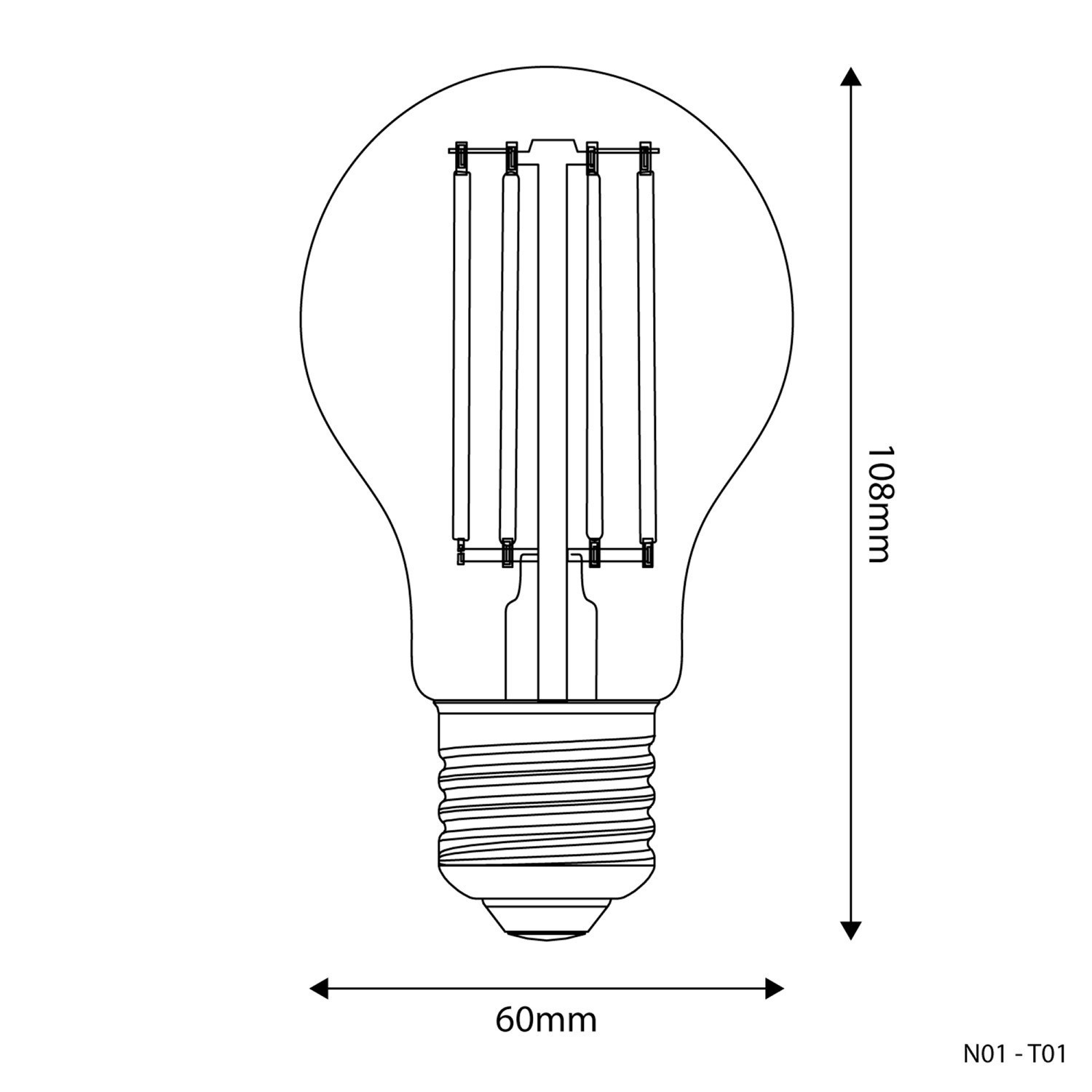 Ampoule LED Transparente Goutte d'eau A60 7W 806Lm E27 2700K Dimmable - T01