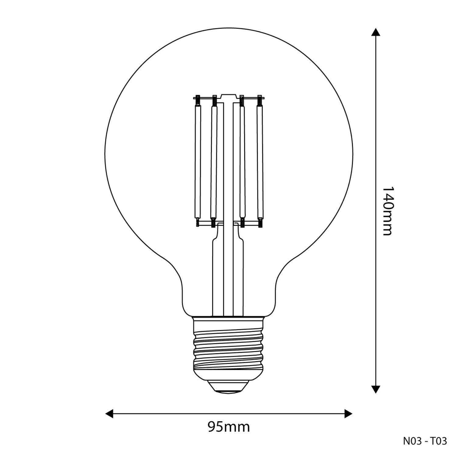 Ampoule LED Transparente Globo G95 7W 806Lm E27 2700K Dimmable - T03