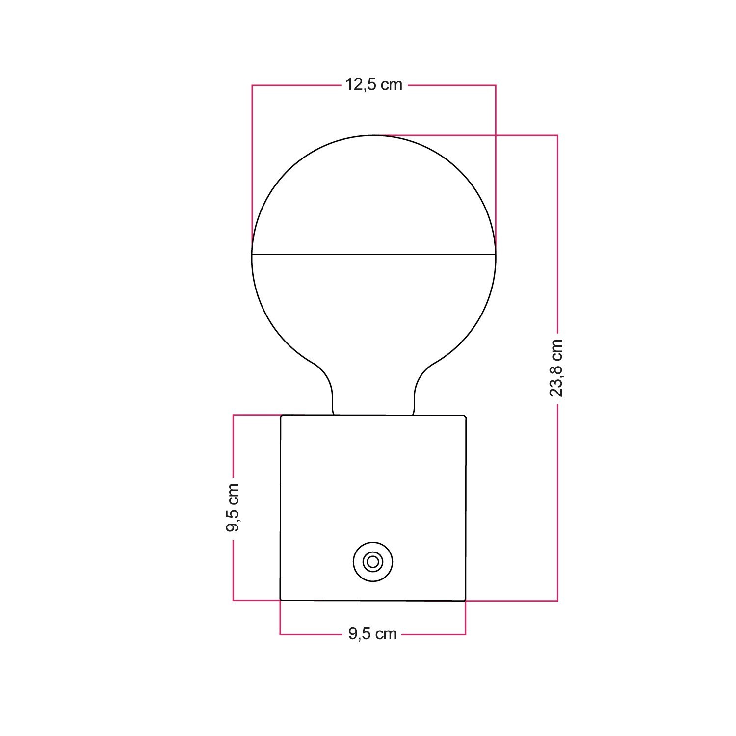 Lampe portable et rechargeable Cabless03 avec ampoule globe demi-sphère argentée