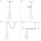 Suspension fabriquée en Italie avec câble textile, finition métal et serre-câble de 7 cm