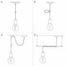 Suspension fabriquée en Italie avec câble textile et finition en métal