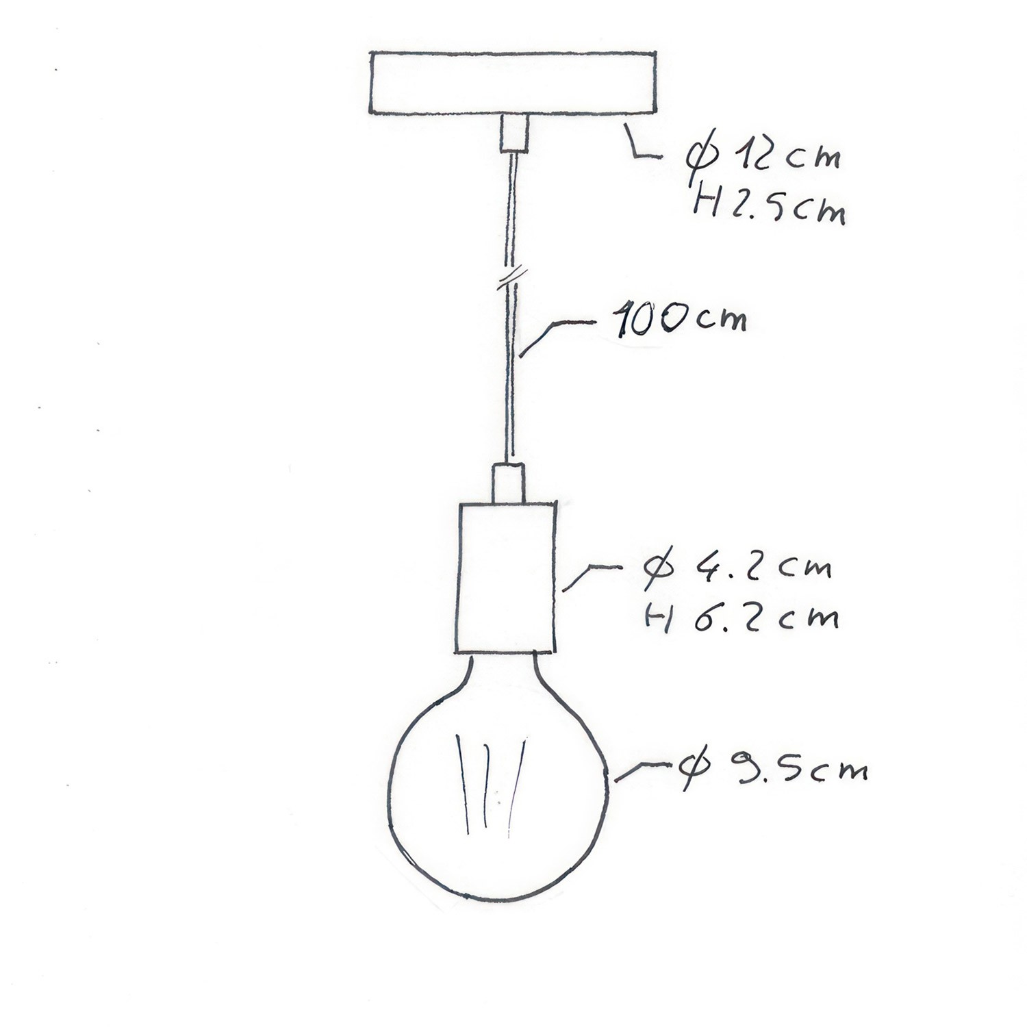 Hanglamp vervaardigd in Italië met textielkabel en metalen afwerking