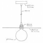 Suspension fabriquée en Italie avec câble textile, abat-jour oversize Ellepi et finition en métal