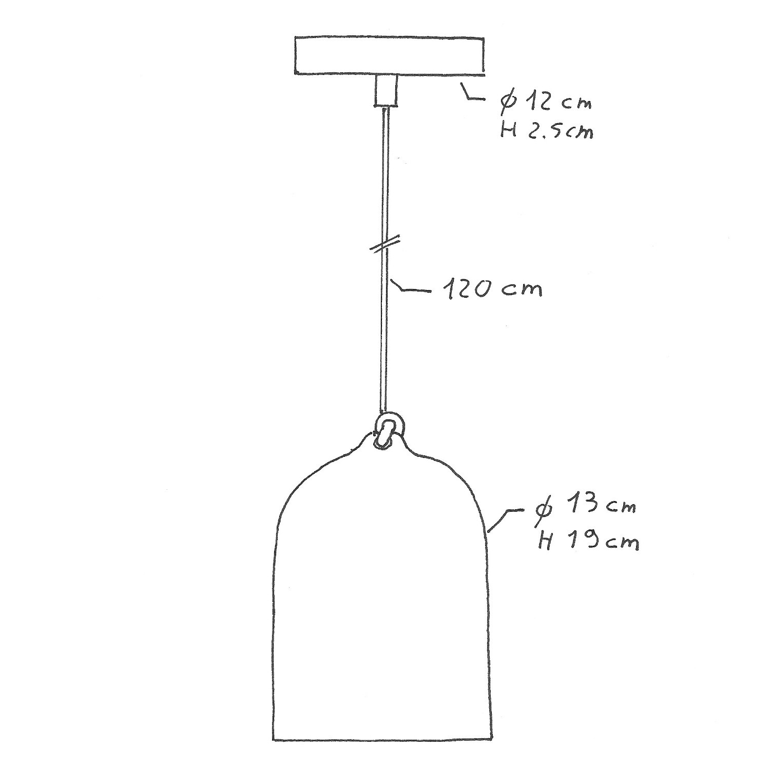 Hanglamp gemaakt in Italië met textiel kabel, keramische Mini Cloche XS lampenkap