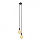 Lampe suspension multiple 2 bras avec câble textile et finitions en métal