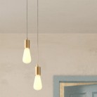 Lampe suspension multiple 2 bras avec câble textile et finitions en métal