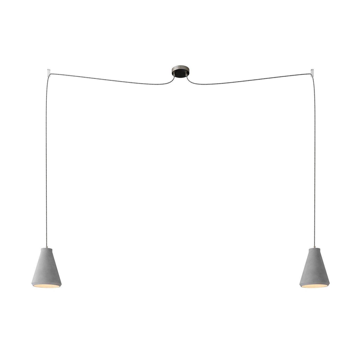 Spider - 2 lichts-meervoudige hanglamp, Made in Italy, compleet met strijkijzersnoer en betonnen lampenkap