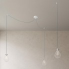 Spider - 3 lichts-meervoudige hanglamp, Made in Italy, compleet met strijkijzersnoer en Druppel-lampenkap