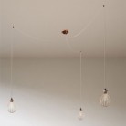 Spider - Lampe suspension multiple 3 bras Made in Italy avec câble textile et abat-jour Drop