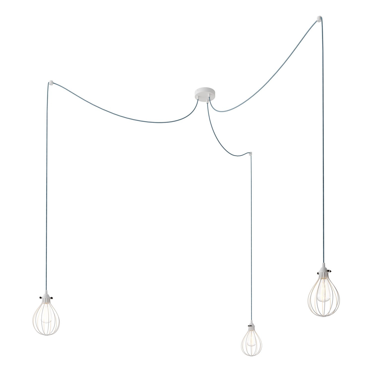 Spider - 3 lichts-meervoudige hanglamp, Made in Italy, compleet met strijkijzersnoer en Druppel-lampenkap