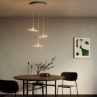 Lampe suspension en 3 bras asymétriques esse14 avec Rose-One, câble textile et finitions en métal