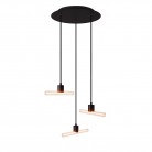 Lampe suspension en 3 bras asymétriques esse14 avec Rose-One, câble textile et finitions en métal