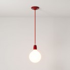 Pendant lamp with textile cable and coloured porcelain details - Made in Italy