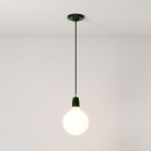 Pendant lamp with textile cable and coloured porcelain details - Made in Italy