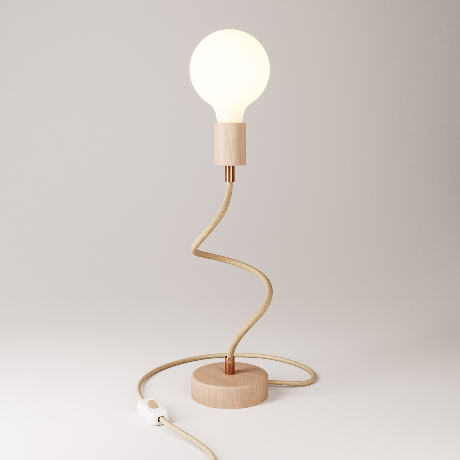 Lampe de table en bois avec articulation et lumière diffuse - Table Flex Wood avec prise bipolaire