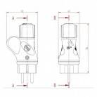 Zwarte Schuko-stekker met 16A 250V IP44 ring voor EIVA-systeem