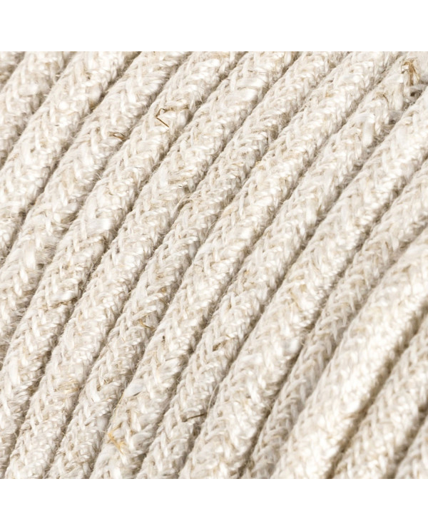 Câble textile Blanc mélangé lin - L'Original Creative-Cables - RN01 rond 2x0,75mm / 3x0,75mm