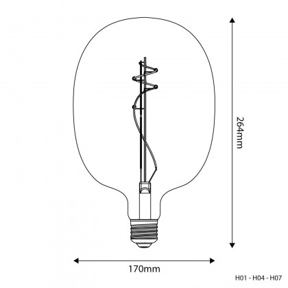 LED lamp in helder glas H01 Ellipse 170 11W E27 Dimbaar 2700K