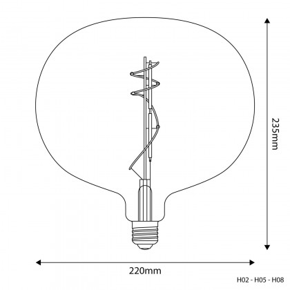 Ampoule Dorée LED Ellipse 220 8,8W 806Lm E27 2200K Dimmable - H05