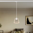 Hanglamp met transparante kegelvormige Ghost lamp voor rails