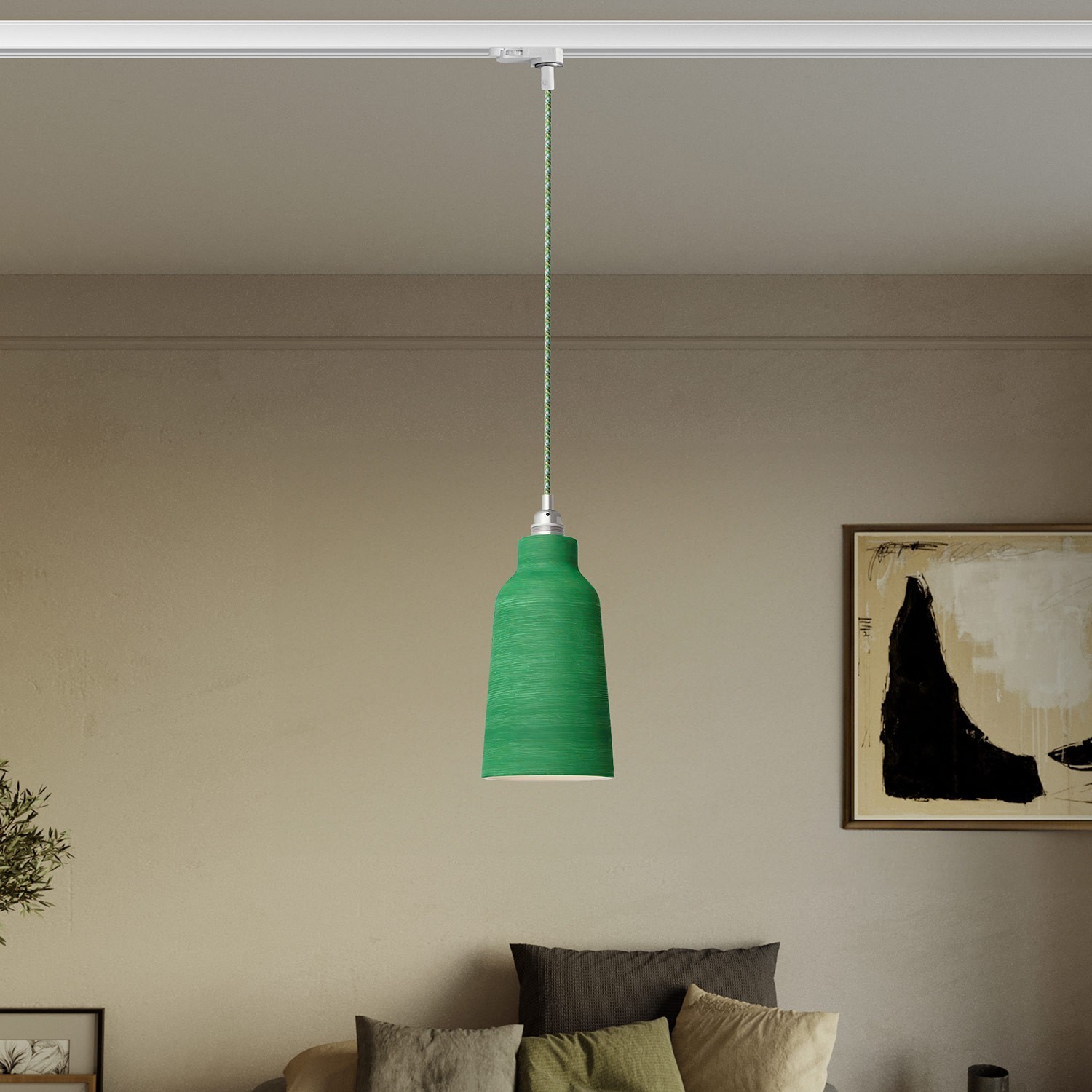 Hanglamp met Bottiglia lampenkap en railadapter