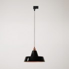 Industriële keramische hanglamp met track lampenkap