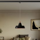 Industriële keramische hanglamp met track lampenkap