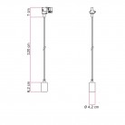 Metalen track hanglamp met contrasterende afwerking