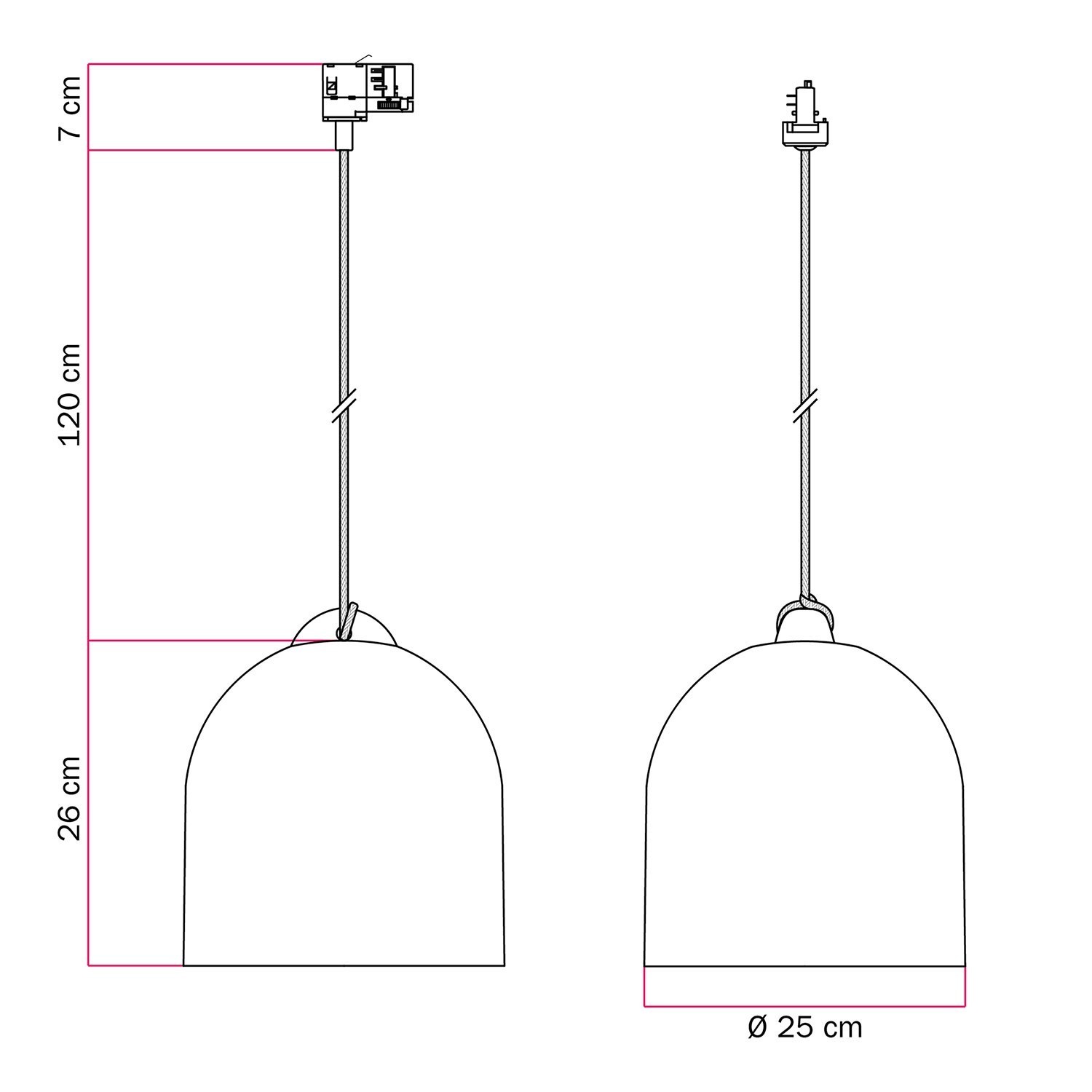 Track hanglamp met Campana M keramische kap