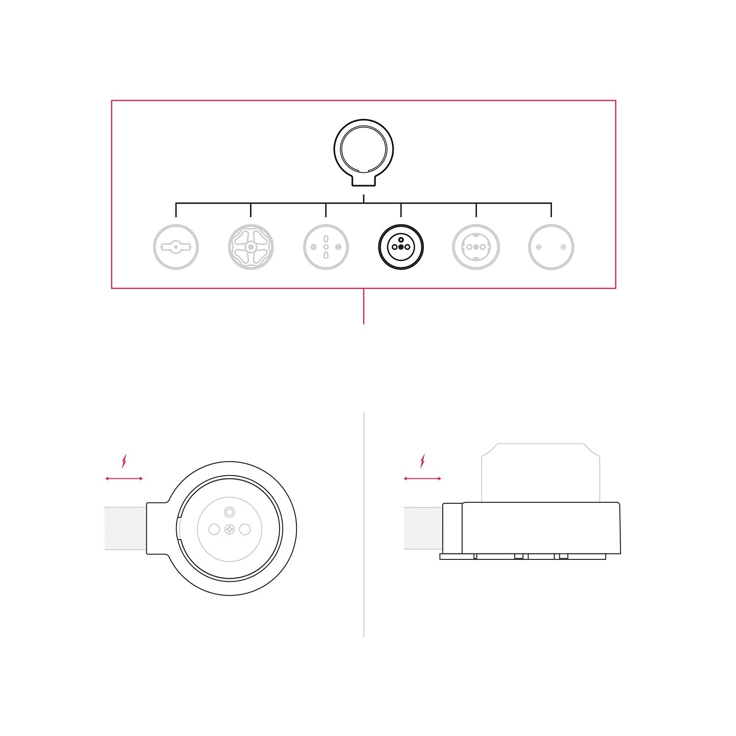 Kit de prise murale de type français et support pour Creative-Tubes en porcelaine