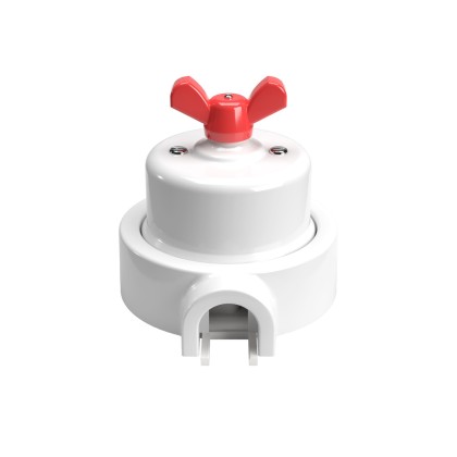 Kit interrupteur/va et vient avec écrou papillon et socle pour Creative-Tubes en porcelaine blanche - Rouge